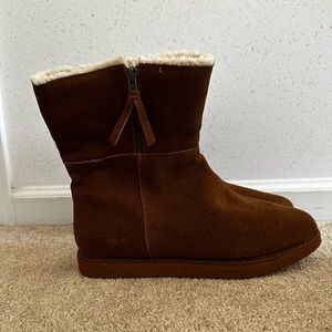 New Steve Madden Womens ALMAA Suede Mid-calf Half Zipper Brown Sz 10